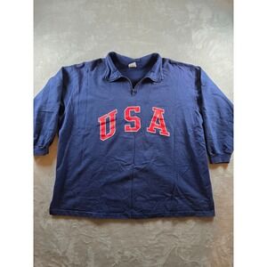 Vintage Pro Spirit USA Quarter Zip Sweatshirt Mens 3XL Blue Made In USA *Read